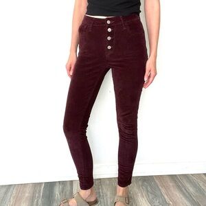 Levi’s Burgundy Corduroy High Rise Skinny Jeans 26